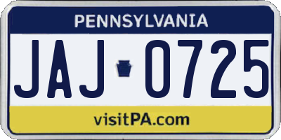 PA license plate JAJ0725