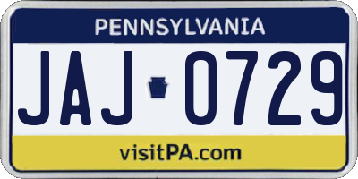PA license plate JAJ0729