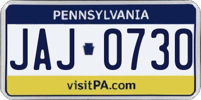 PA license plate JAJ0730