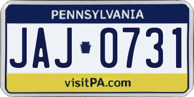 PA license plate JAJ0731