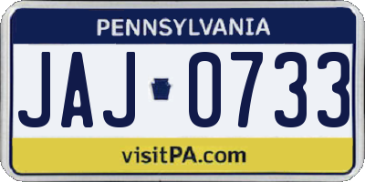 PA license plate JAJ0733