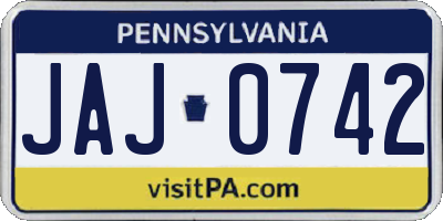 PA license plate JAJ0742