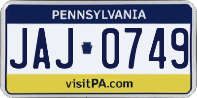PA license plate JAJ0749