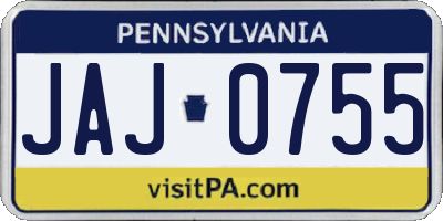 PA license plate JAJ0755