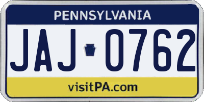 PA license plate JAJ0762