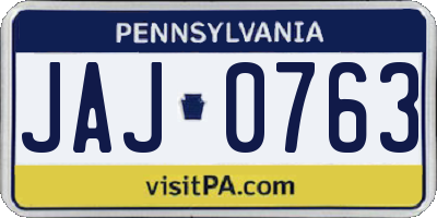 PA license plate JAJ0763