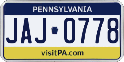 PA license plate JAJ0778