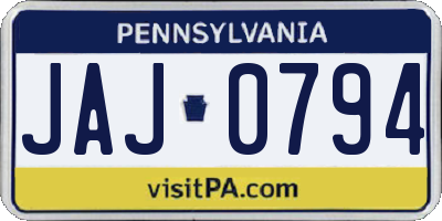 PA license plate JAJ0794