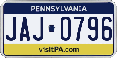 PA license plate JAJ0796