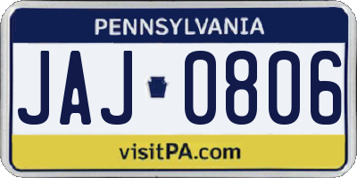 PA license plate JAJ0806