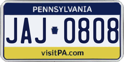 PA license plate JAJ0808