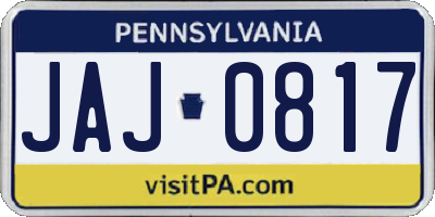 PA license plate JAJ0817