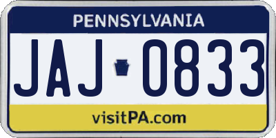 PA license plate JAJ0833