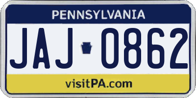 PA license plate JAJ0862