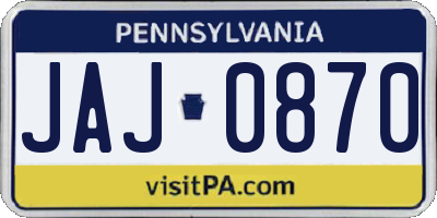 PA license plate JAJ0870