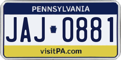 PA license plate JAJ0881