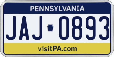 PA license plate JAJ0893