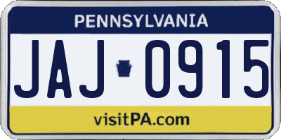 PA license plate JAJ0915