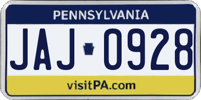PA license plate JAJ0928