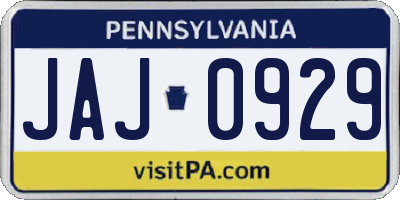 PA license plate JAJ0929
