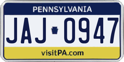 PA license plate JAJ0947