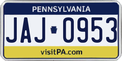 PA license plate JAJ0953