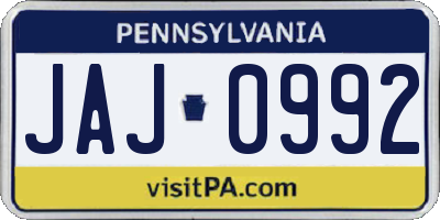 PA license plate JAJ0992