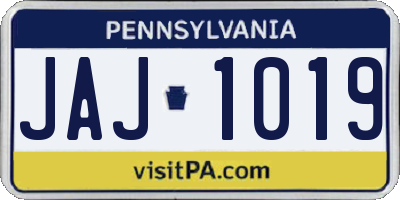 PA license plate JAJ1019