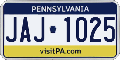 PA license plate JAJ1025