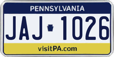 PA license plate JAJ1026