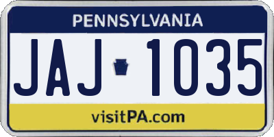 PA license plate JAJ1035