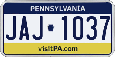 PA license plate JAJ1037