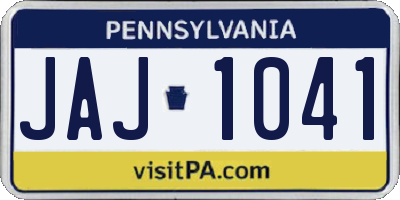 PA license plate JAJ1041