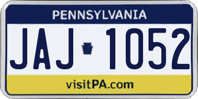 PA license plate JAJ1052