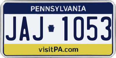 PA license plate JAJ1053