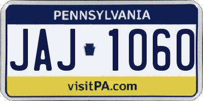 PA license plate JAJ1060