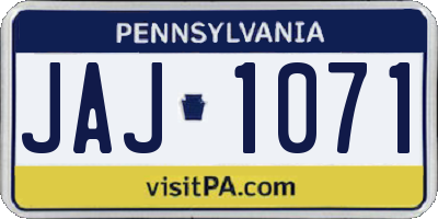 PA license plate JAJ1071