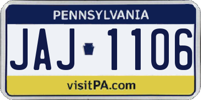 PA license plate JAJ1106