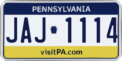 PA license plate JAJ1114