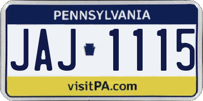 PA license plate JAJ1115