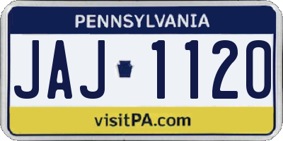 PA license plate JAJ1120