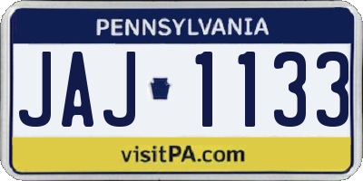 PA license plate JAJ1133