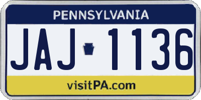 PA license plate JAJ1136