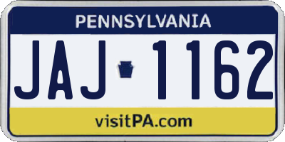 PA license plate JAJ1162