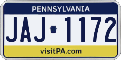 PA license plate JAJ1172