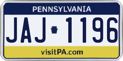 PA license plate JAJ1196