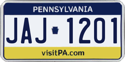 PA license plate JAJ1201