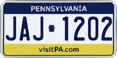 PA license plate JAJ1202