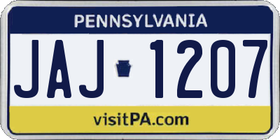 PA license plate JAJ1207
