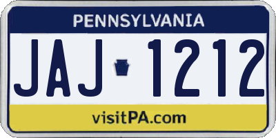PA license plate JAJ1212